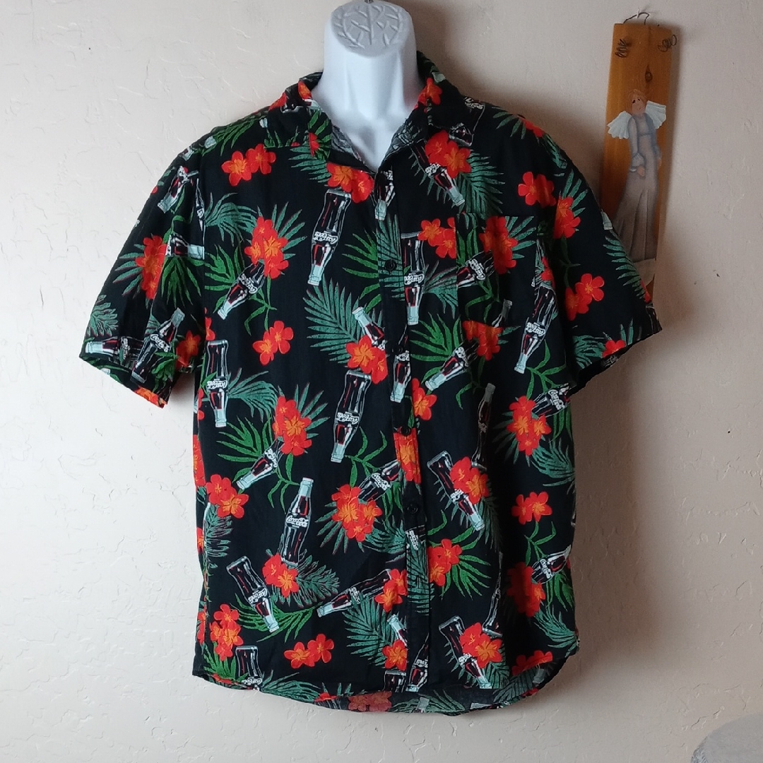 Coca Cola Black And Red Floral Men's Shirt